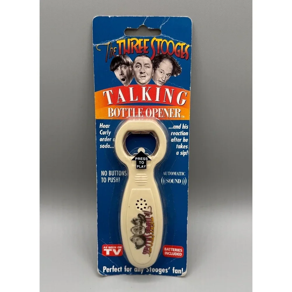 The Three Stooges Talking Bottle Opener 2002 Pacific Direct Vintage Novelty NIB‎